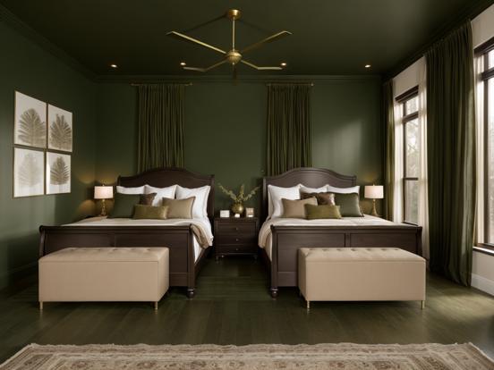 Serene green twin bedroom