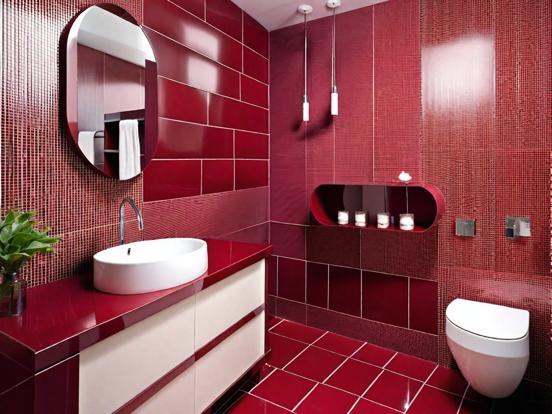 Red white modern bathroom design