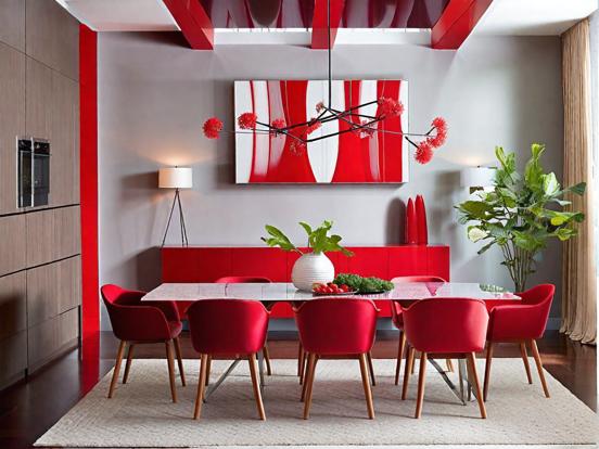 Red dining room table set