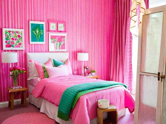 Pink girly bedroom closeup