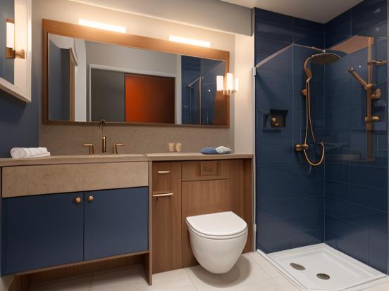 Luxury blue gold bathroom