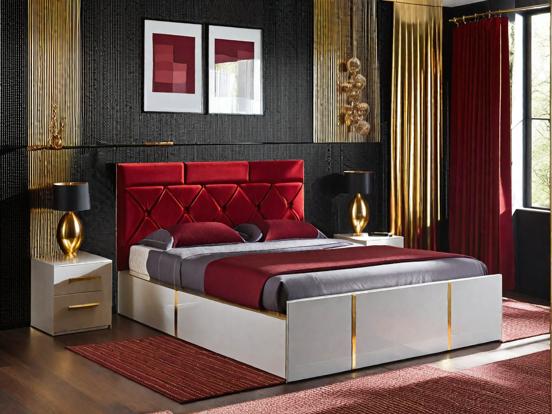 Luxury red gold bedroom decor