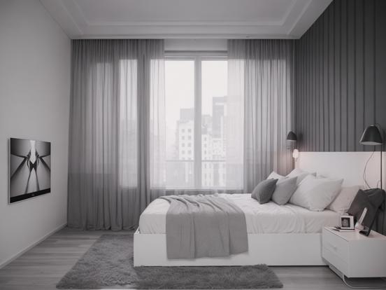 Minimalist black white bedroom