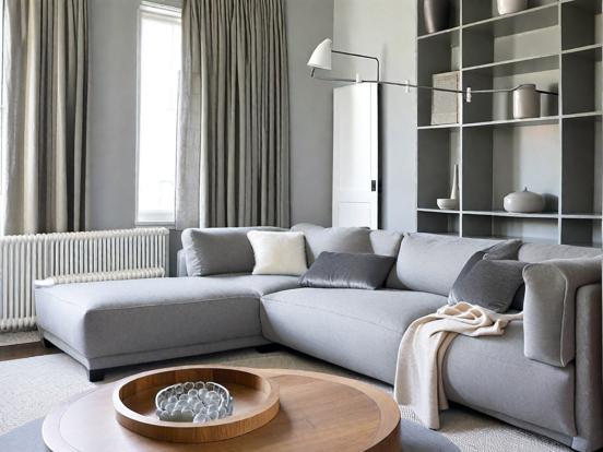 Grey sectional couch living room