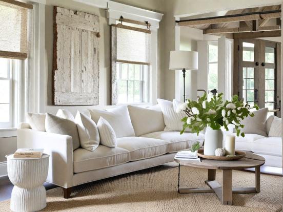 White couch serene living room