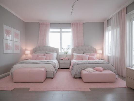 Twin beds pink girly room