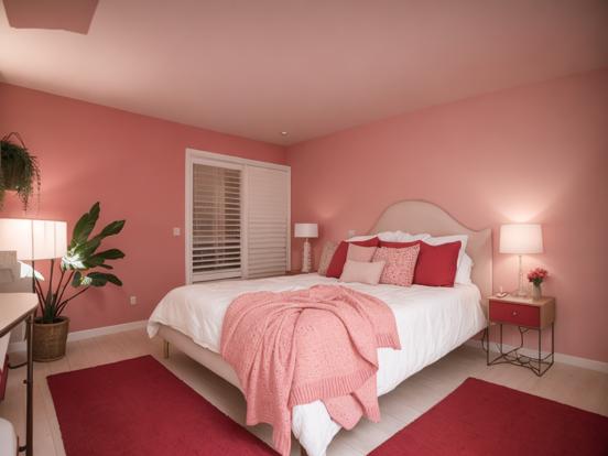 pink and red guest room