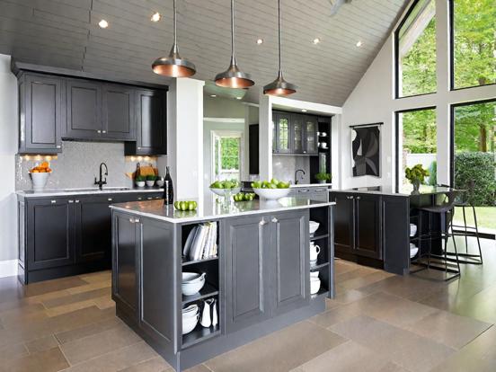 Dark luxury kitchen island window