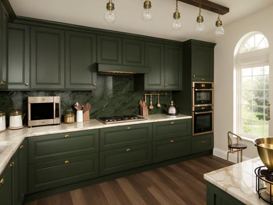 Large green kitchen design