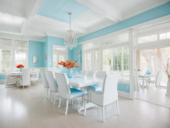 Sky blue dining room setup