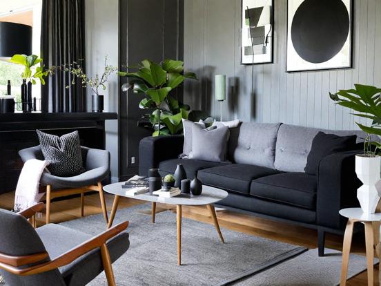 Dark Scandinavian living room