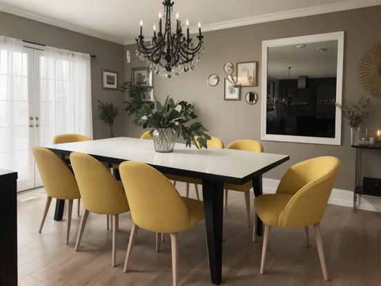 Modern yellow chair dining set