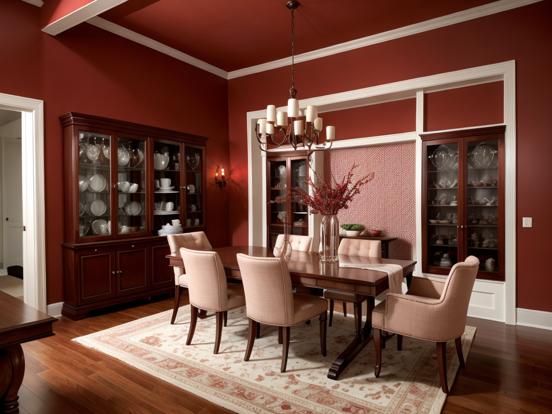 Elegant red grey dining room