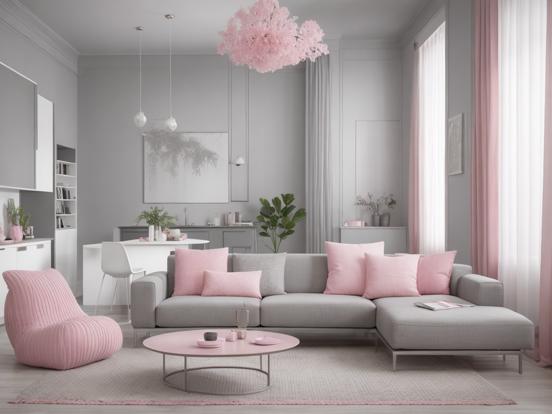 Warm pink grey Nordic living room