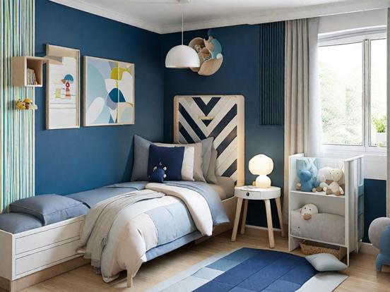 Child's blue white bedroom