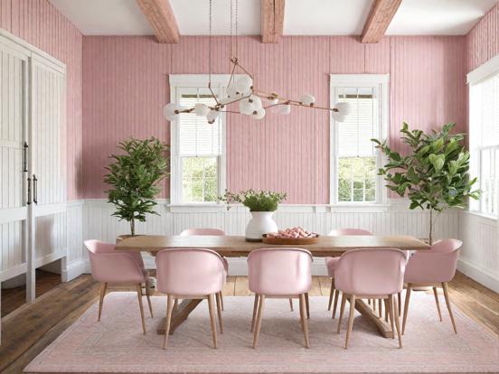 Pink dining room closeup