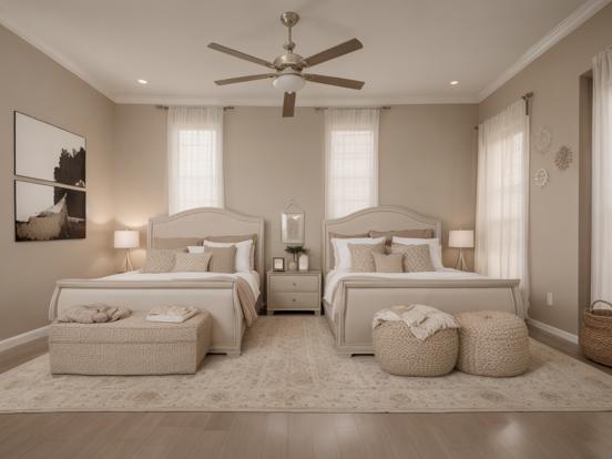 Serene twin bed cream room