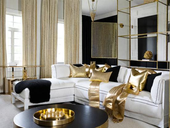 Gold black luxe living room