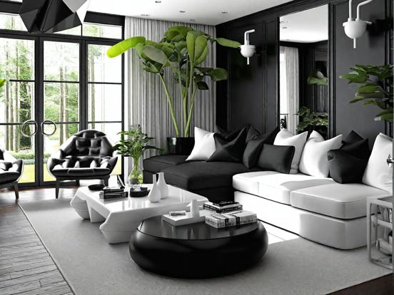 Black white living room decor