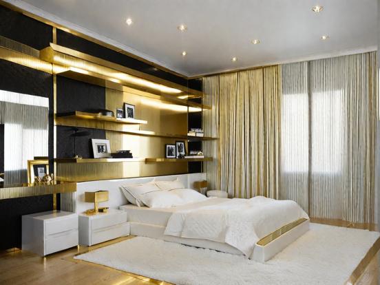 Gold black luxury bedroom decor