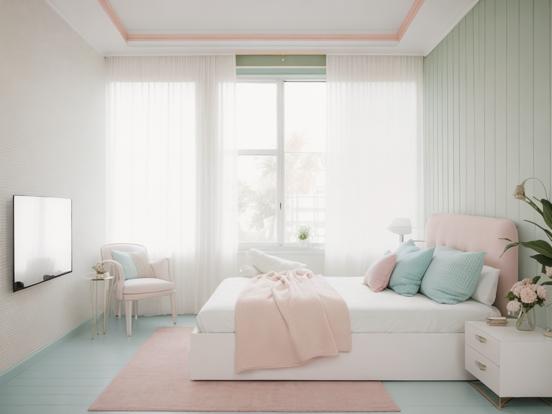 Cozy pastel bedroom setup