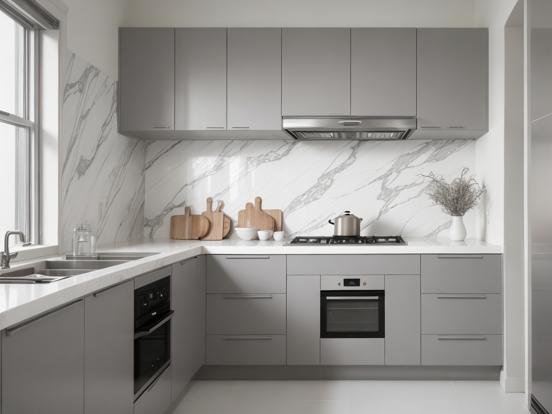 Luxury marble kitchen closeup