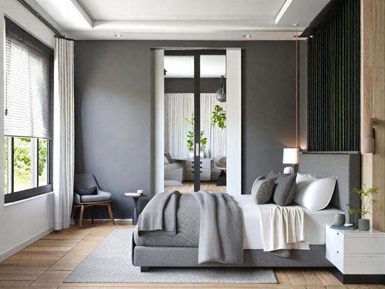 Serene grey blue bedroom