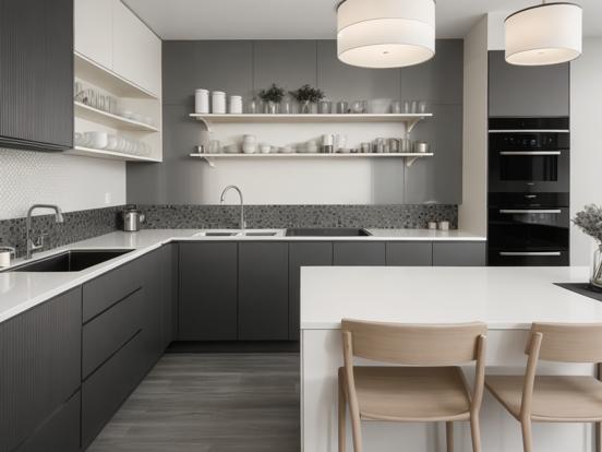 black grey and silver kitchen