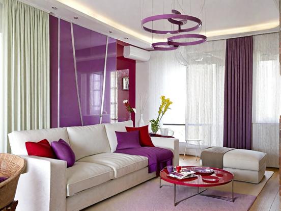 Bright purple living room decor