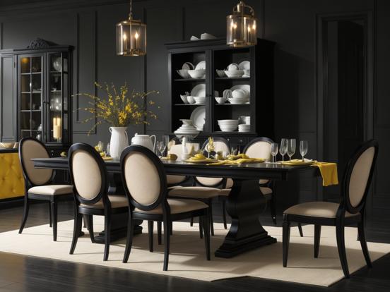 Black gold dining set luxury