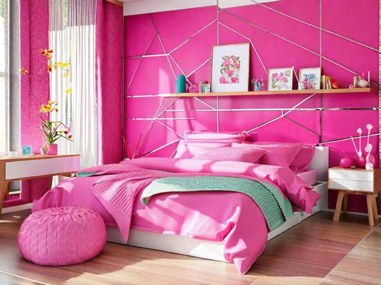 Closeup of girly pink bedroom