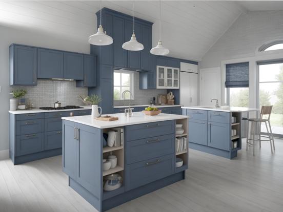 Blue grey kitchen island sink