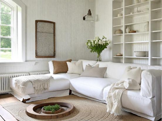 White couch serene living room