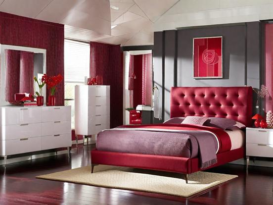 Red velvet bedroom decor