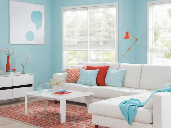 Bright colorful living room decor