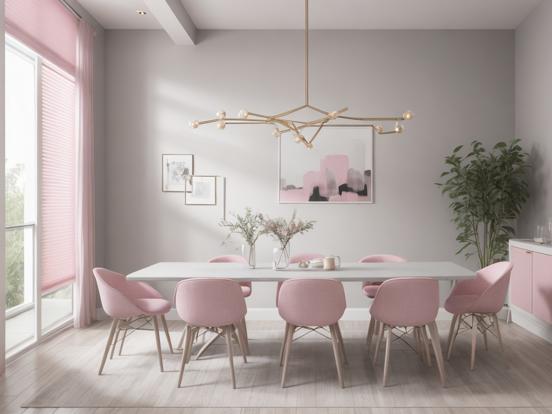 Modern pink pastel dining room