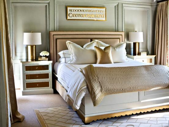 Gold accented serene bedroom