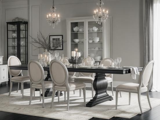 Elegant black white dining set