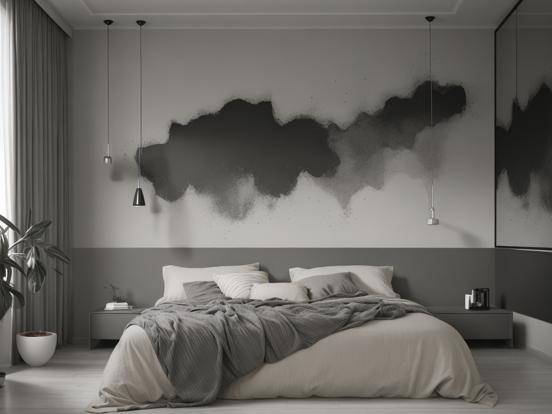 Modern ink bed art in grays