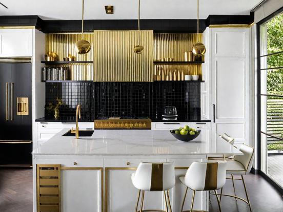 Gold black kitchen sink counter