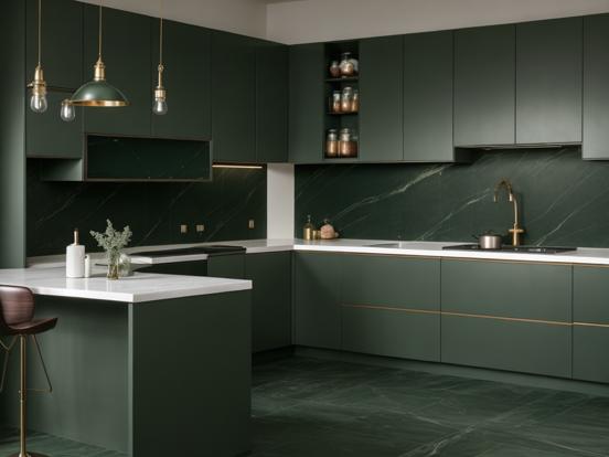 Dark green luxury kitchen bar