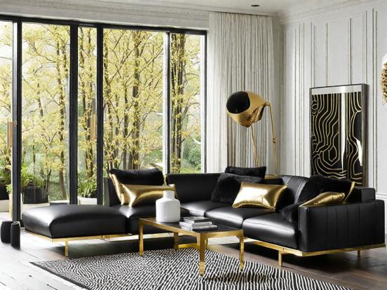 Luxury gold black living room