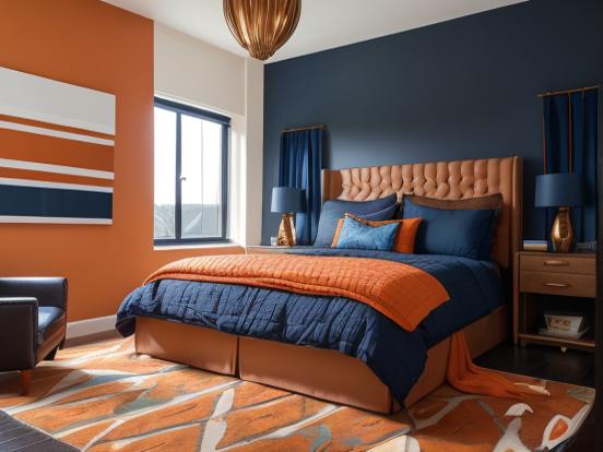 Teal orange bedroom decor