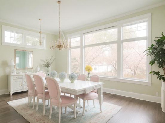 Pastel dining room closeup