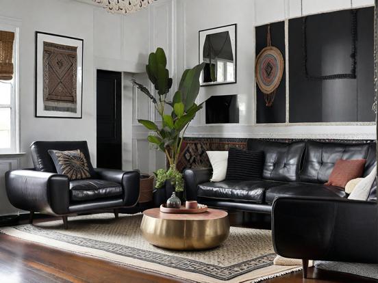 Black gold living room decor