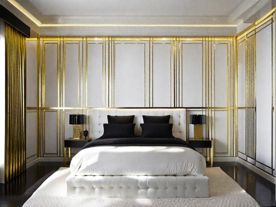 Luxury gold black bed closeup