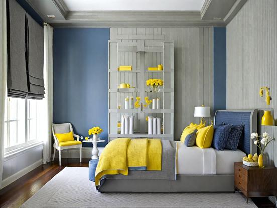 Blue bedroom with bed chair