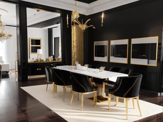 Luxury black gold dining room