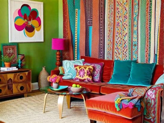 Bright colorful maximalist room