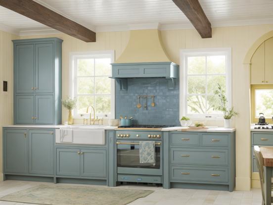 Blue gold kitchen accents